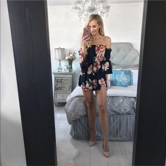 Little Pearls of Life Pants - FINAL ONE!!! Floral Print Elastic Waist  Romper